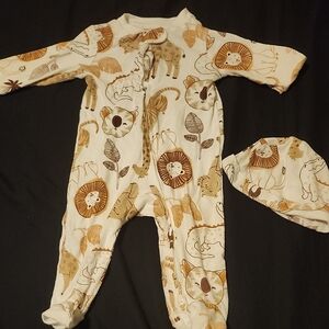 Carter's Cream and Brown Animal Print Footie